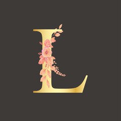 Letter L floral logo isolated. Alphabet vector image