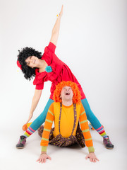 couple in clown costumes