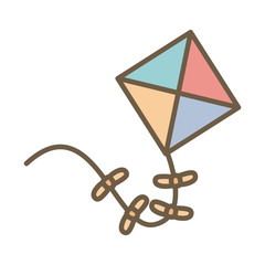 cute kite flying child toy block style icon
