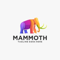 Vector Logo Illustration Elephant Gradient Colorful Style.