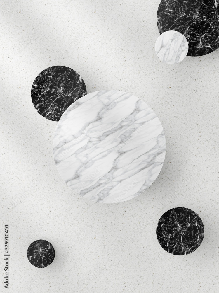 Poster plane composition of round pattern. 3d rendering - illustration.