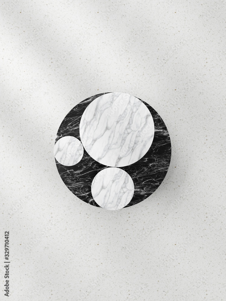 Poster plane composition of round pattern. 3d rendering - illustration.
