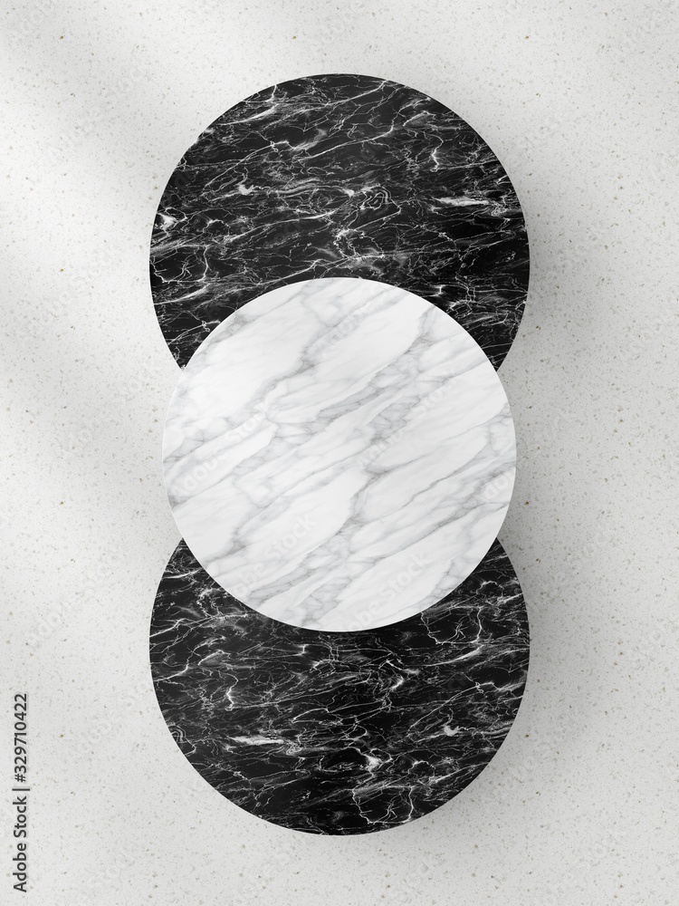 Poster plane composition of round pattern. 3d rendering - illustration.
