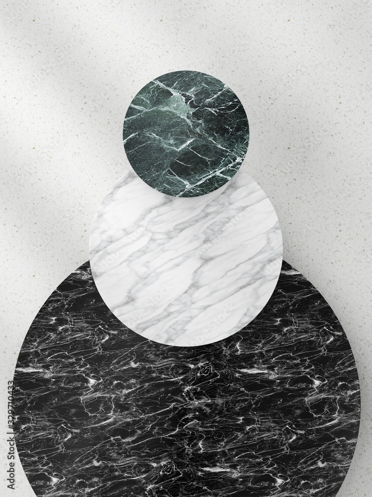 Poster plane composition of round pattern. 3d rendering - illustration.