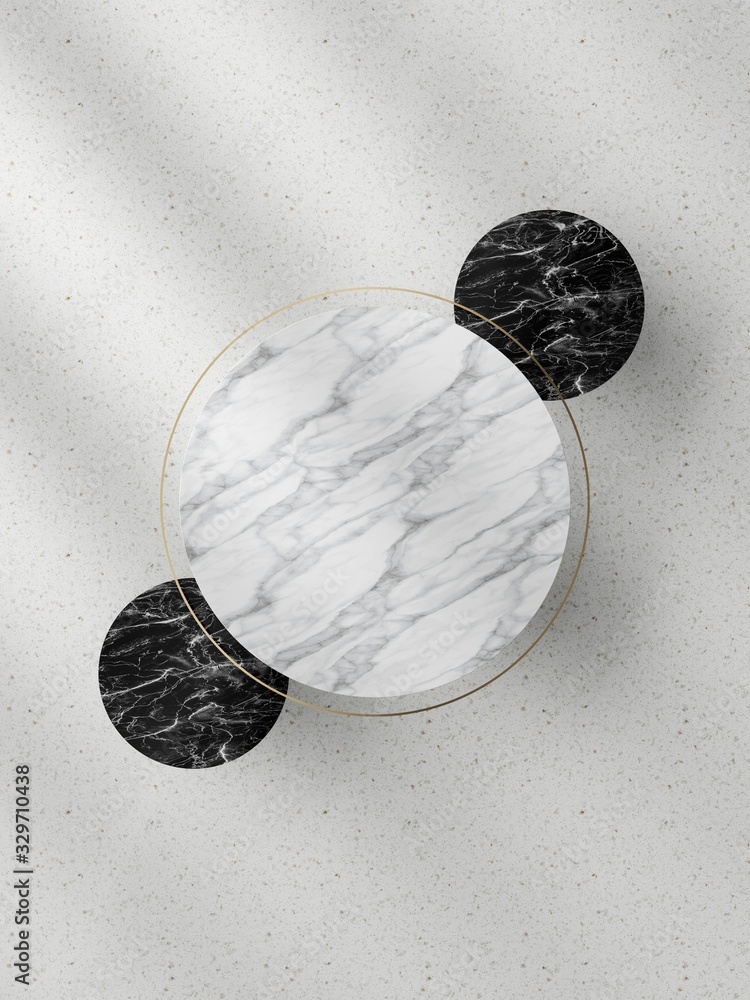 Poster plane composition of round pattern. 3d rendering - illustration.