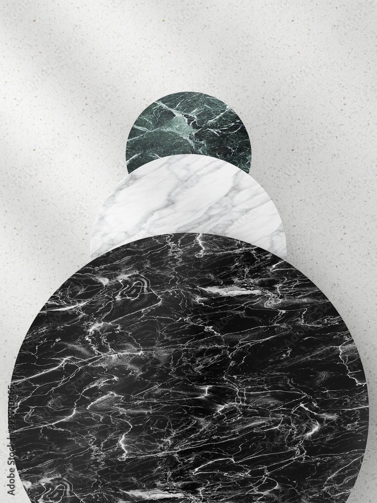 Poster plane composition of round pattern. 3d rendering - illustration.