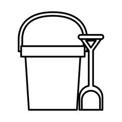 sand bucket with shovel child toy flat style icon