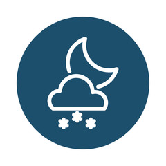 moon with clouds, block and flat style icon