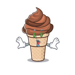 Rich chocolate ice cream with Money eye mascot character style