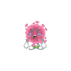 A Crying face of corona virus parasite cartoon character design