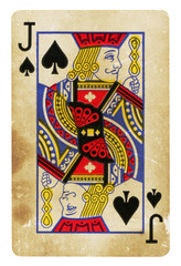 Jack of Spades Vintage playing card - isolated on white (clipping path included)