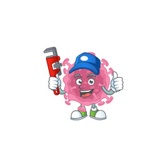 Smart Plumber worker of corona virus parasite cartoon character design