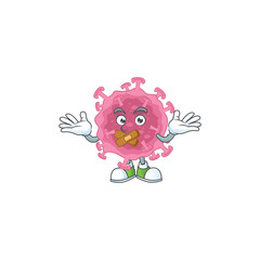 Corona virus parasite cartoon character design concept showing silent gesture