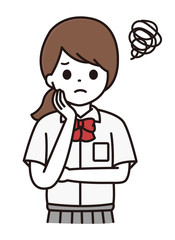 学生 女の子 困惑 イラスト