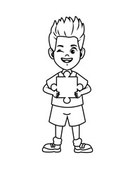happy little boy with puzzle piece avatar character