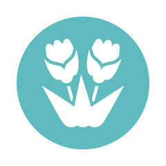 Fototapeta premium flower with leaf , block and flat style icon