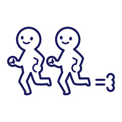 Illustration of two deformed simple humans running together