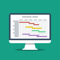 project estimated schedule as gantt chart on personal computer screen