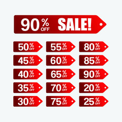 Set of percentage Label template signs