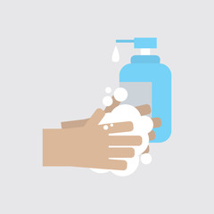 Washing Hand With Soap To Clean and Prevent Germs Vector Illustration