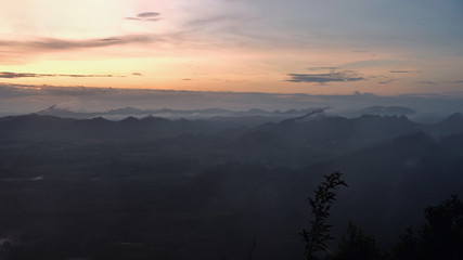 Obraz premium Landscape view background with orange sunrise