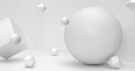 3d render abstract white background