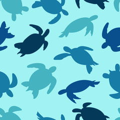 Turtle seamless pattern. Turtle silhouette vector background. For print, textile, web, home decor, fashion, surface, graphic design
