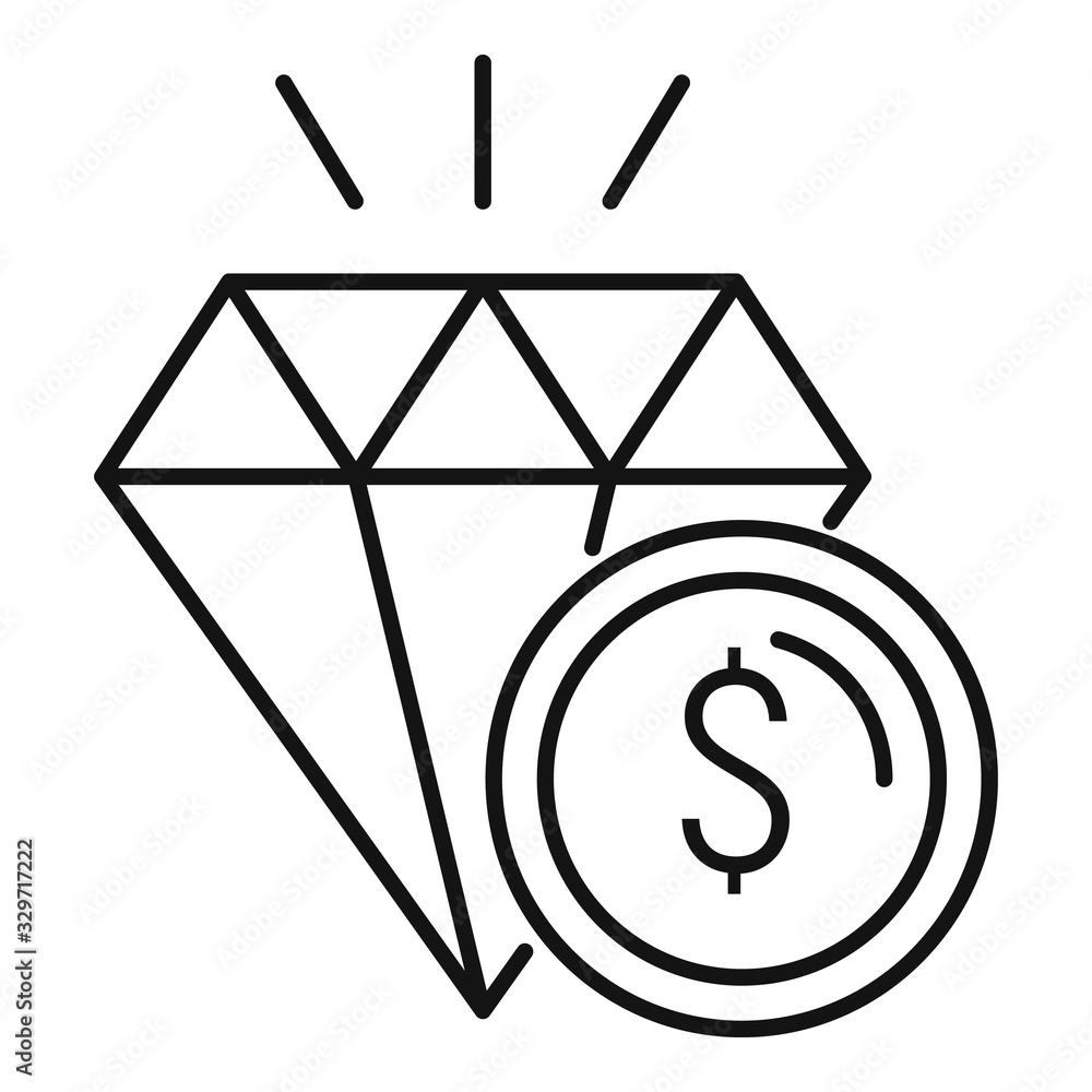Poster diamond icon. outline diamond vector icon for web design isolated on white background