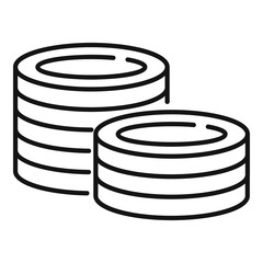 Money coins icon. Outline money coins vector icon for web design isolated on white background