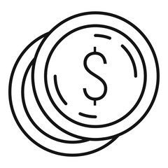 Dollar coin stack icon. Outline dollar coin stack vector icon for web design isolated on white background