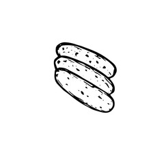 Three slices of country bread , vector illustration