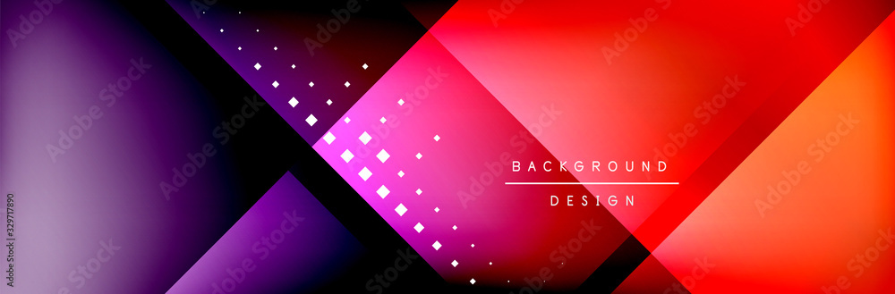 Wall mural abstract background - squares and lines composition created with lights and shadows. technology or b