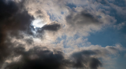 The sky in the clouds in the open air.