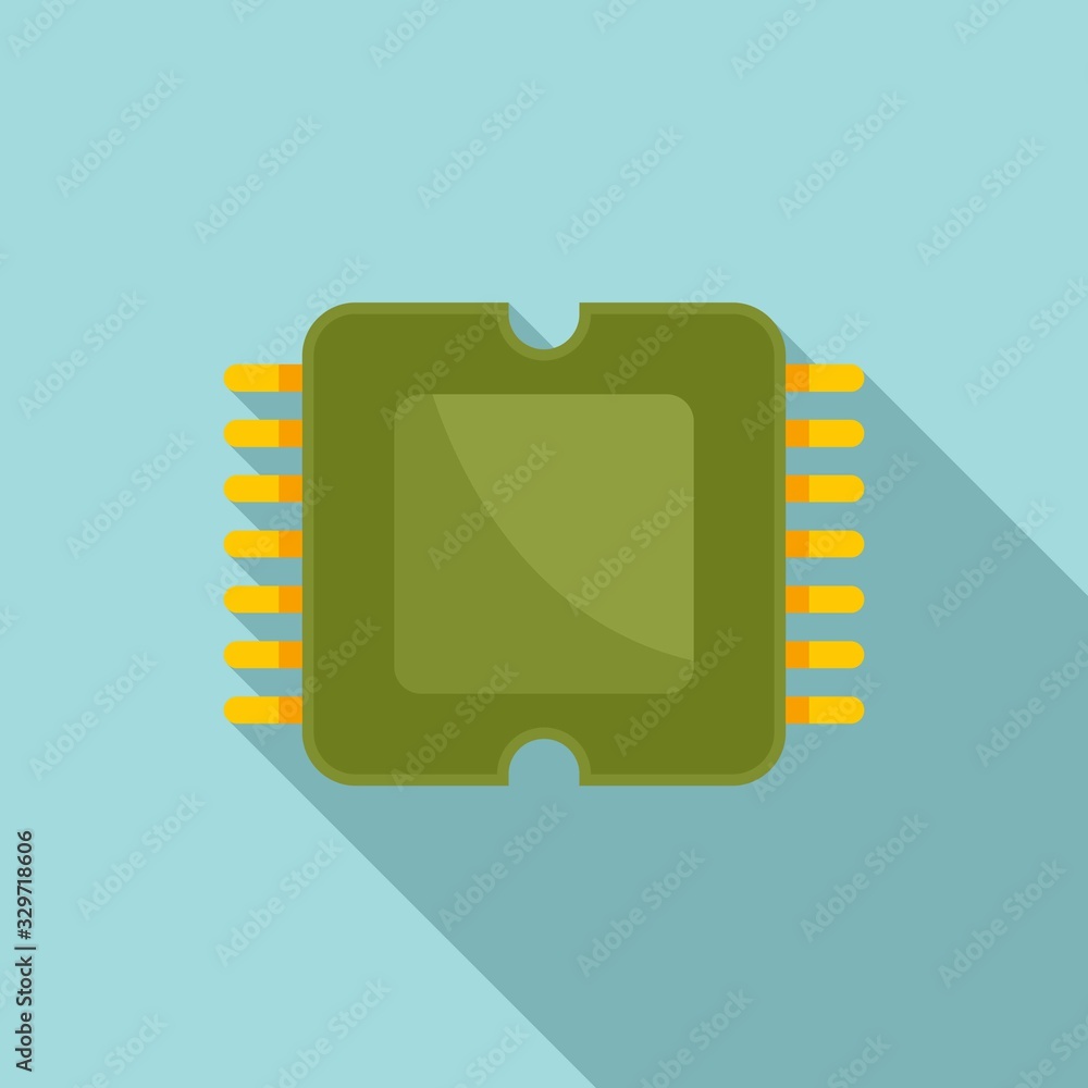 Poster phone processor icon. flat illustration of phone processor vector icon for web design
