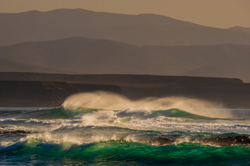 huge waves on the coast of Fuerteventura
