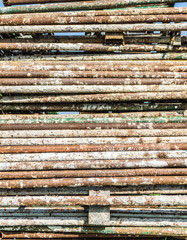 Stack old steel in construction site