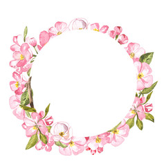 Fototapeta premium round frame watercolor apple blossom
