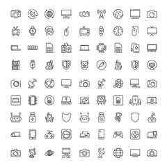 Electronics set line icons