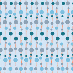 Abstract pastel blue, lava and grey vector polka dots seamless pattern background