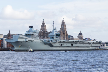 HMS Prince of Wales in front of the three graces