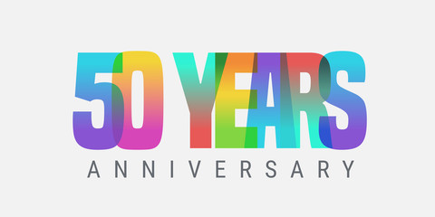 50 years anniversary vector icon, logo. Multicolor design element with modern style sign