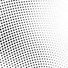 Abstract monochrome halftone texture. Chaotic wave of black dots on a white background