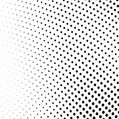 Abstract monochrome halftone texture. Chaotic wave of black dots on a white background