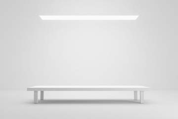 Empty pedestal or table podium display on white room and light background with futuristic stand...