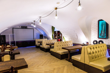 Restaurant interior with arched ceilings