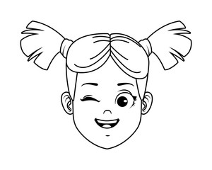 happy little girl head avatar character
