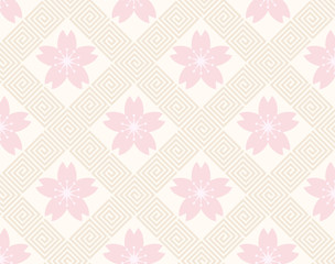 Japanese traditional geometric pattern with Sakura vector background