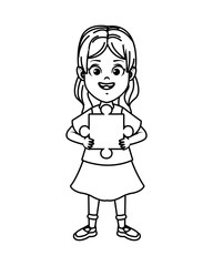 happy little girl with puzzle piece character