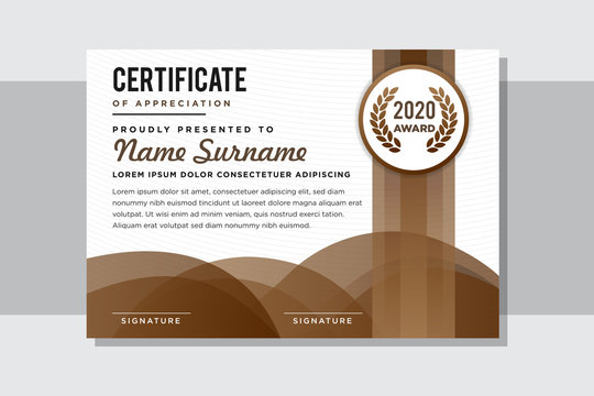 Certificate / Diploma of completion. Useful need, certificate of appreciation, achievement, completion, excellence, attendance design, award. brown gradient for element in white background.