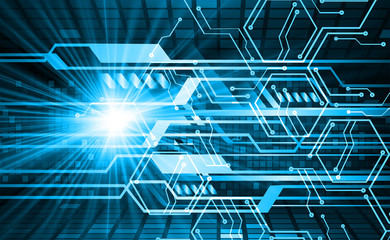 Blue cyber circuit future technology concept background